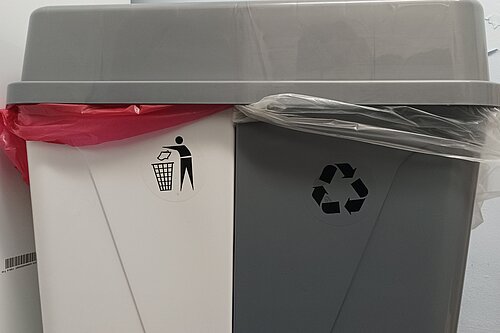 Recycling bin and general waste bin